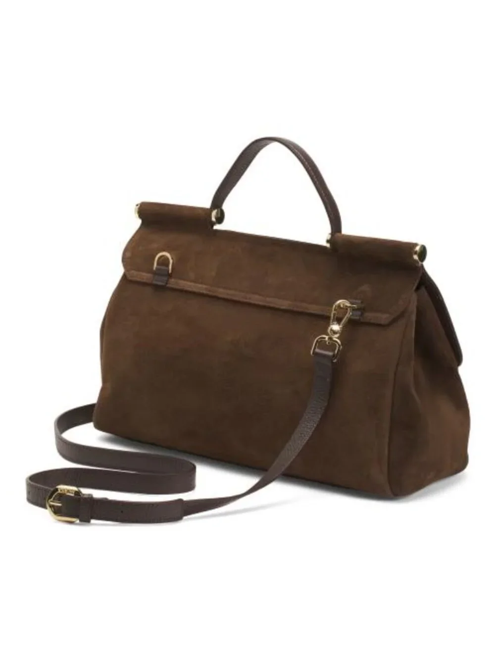 ARCADIA Made In Italy Suede Bar Top Front Flap Satchel